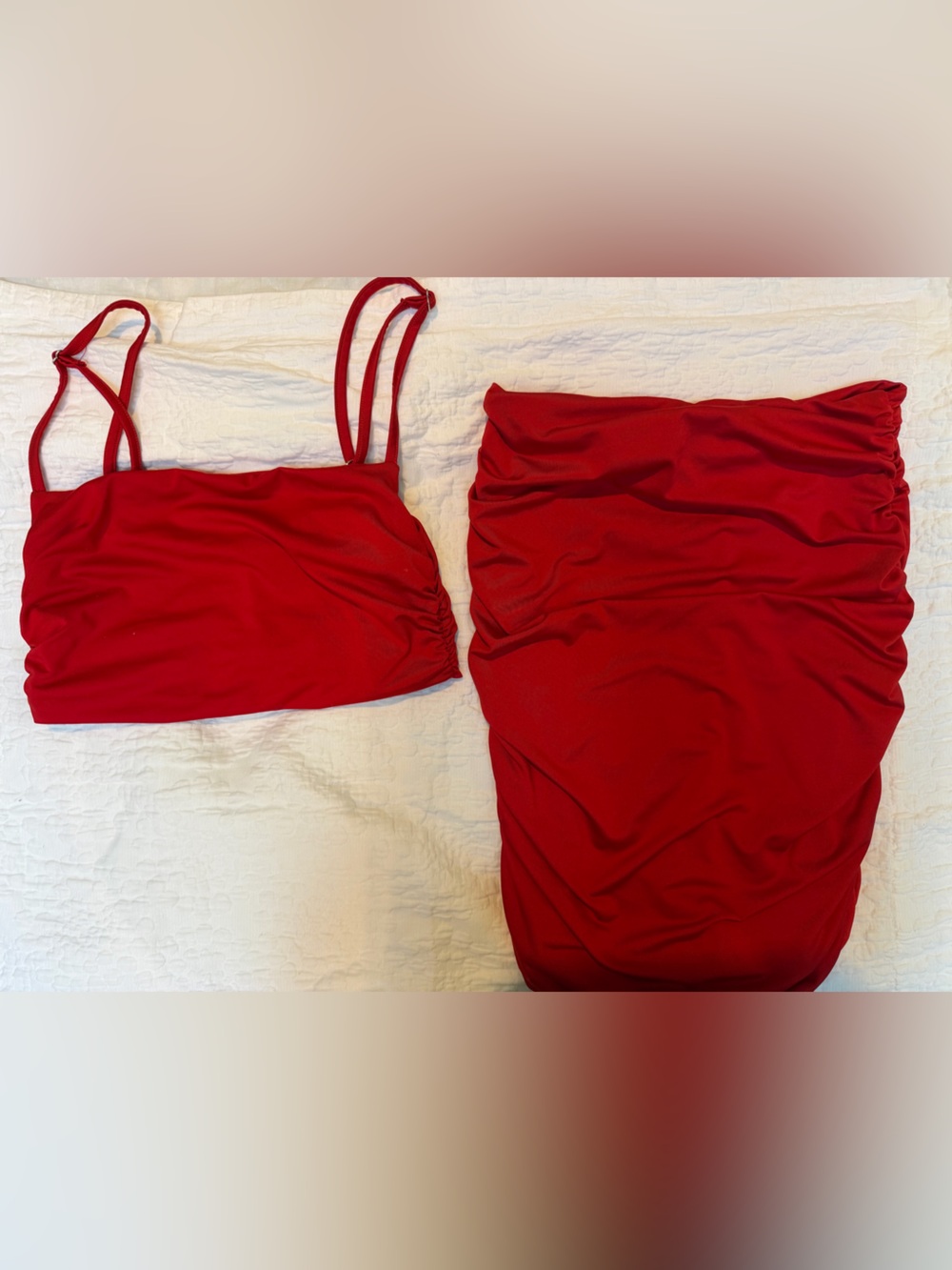 Amazon Women's Red Two-Piece Skirt Set